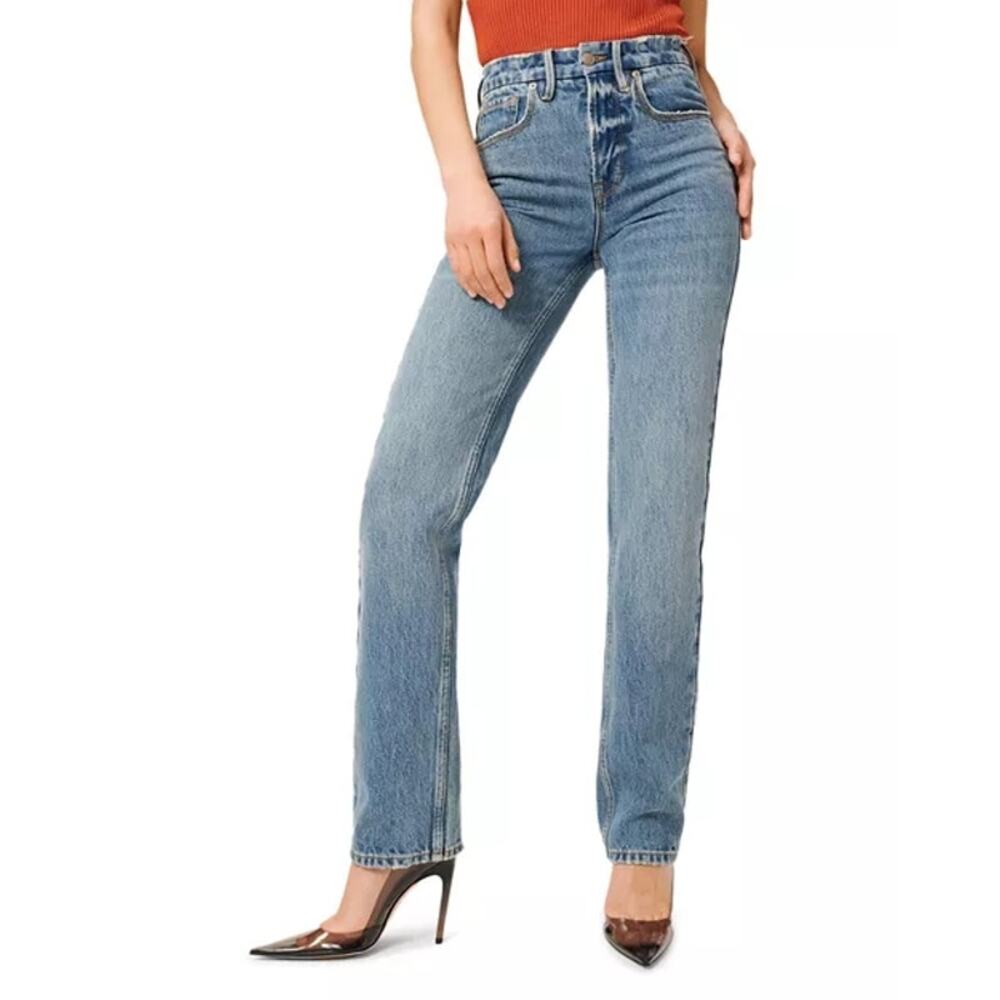 NWT Good American Good 90'S Icon High Rise Straight Leg Jeans in Blue952